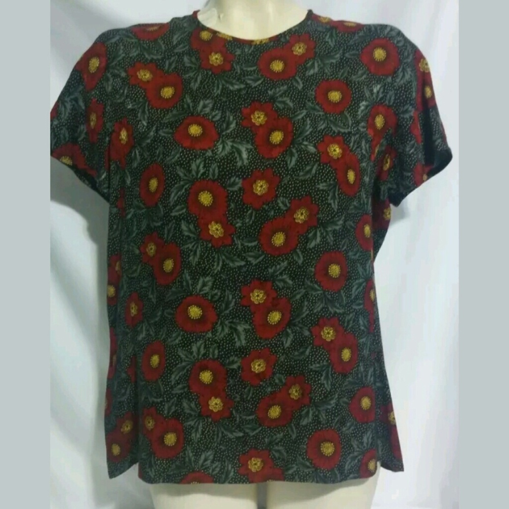 Anne Klein II Short Sleeve 100% Silk Top Size 10